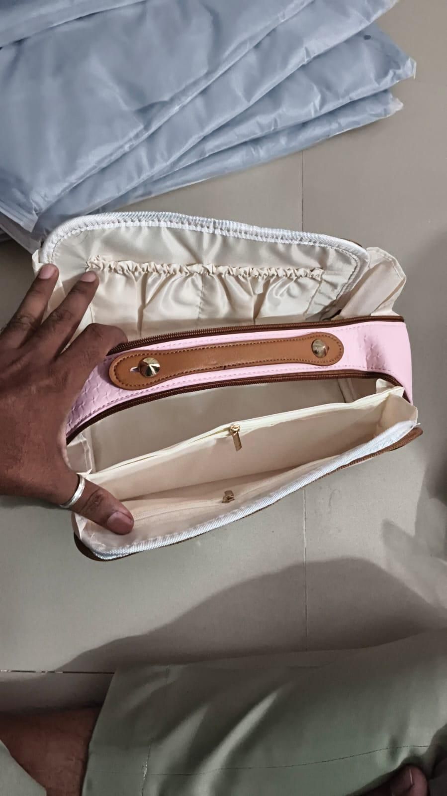 Velmora Travel Makeup Organizer Bag -Double Zipper Cosmetics Bag