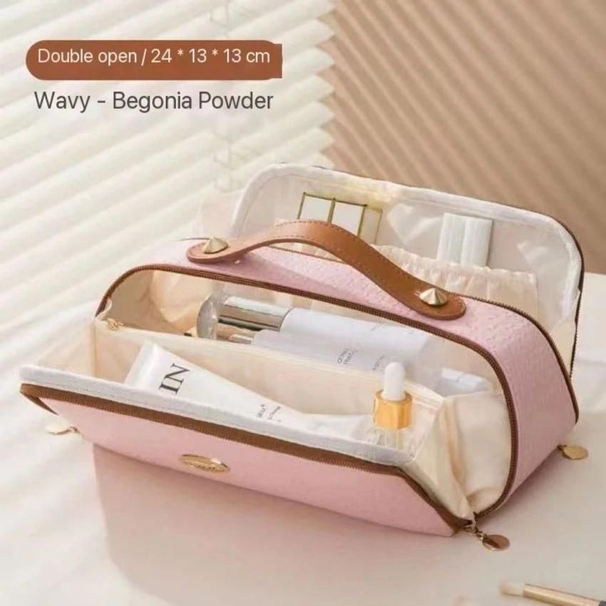 Velmora Travel Makeup Organizer Bag -Double Zipper Cosmetics Bag